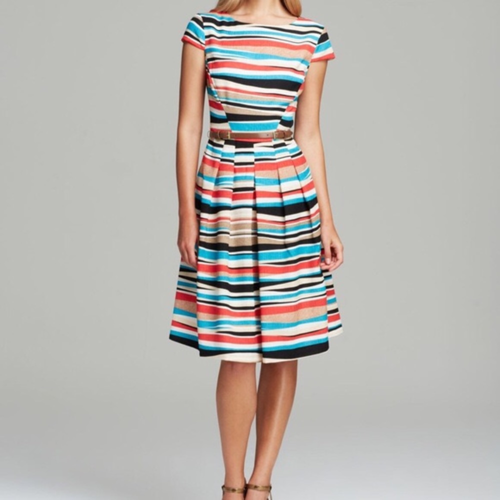 multicolored striped midi dress